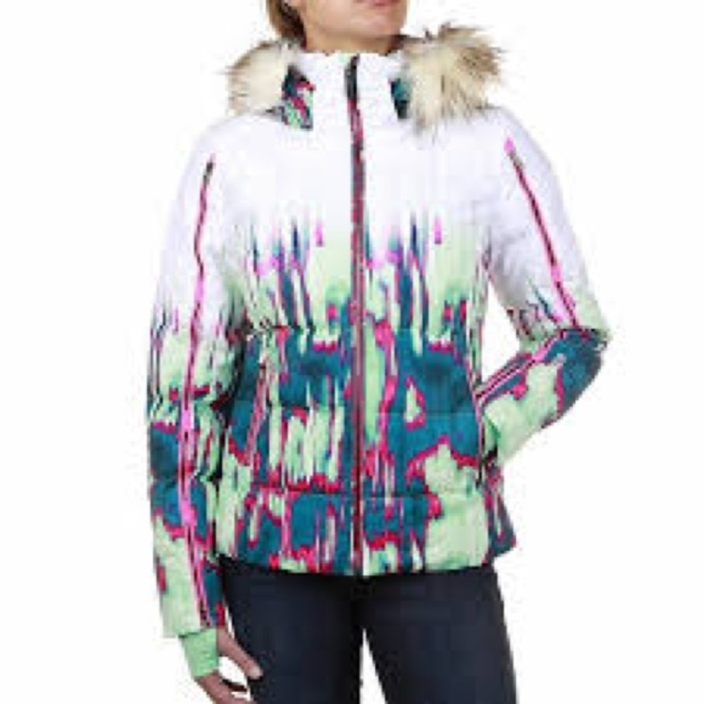 Spyder Women’s Colorful Falline Gore-Tex Infinium Down Fur Trim Hood Coat Size 6